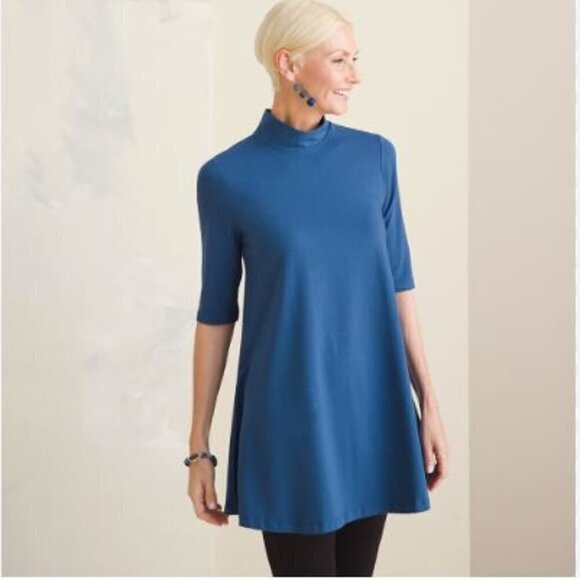 NWT Chico's SOFT CHIC Mock Neck Short Sleeve Tunic Size 3 - Picture 1 of 14